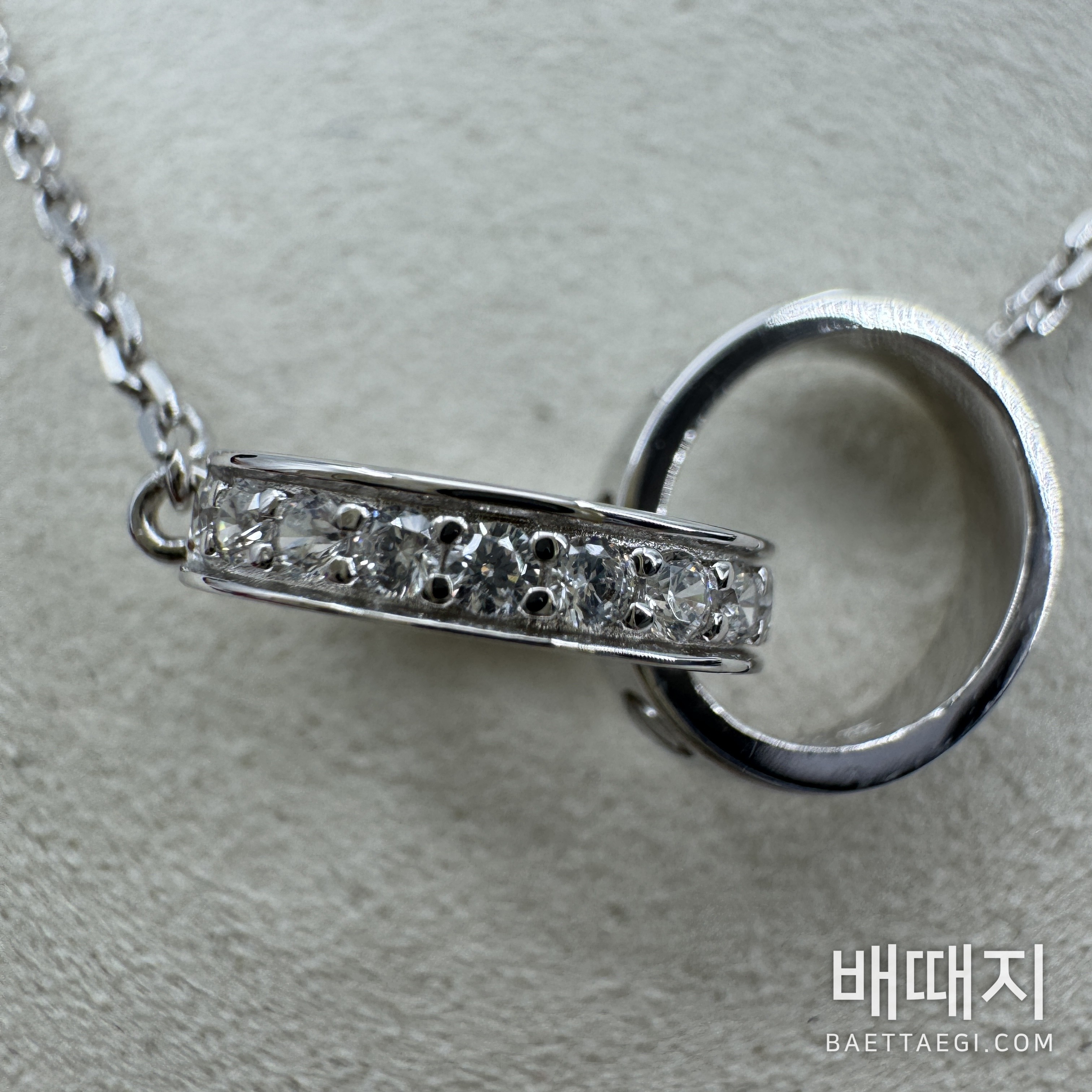 까르띠에 LOVE 더블 링 하프 파베 다이아몬드 목걸이 검수사진 5