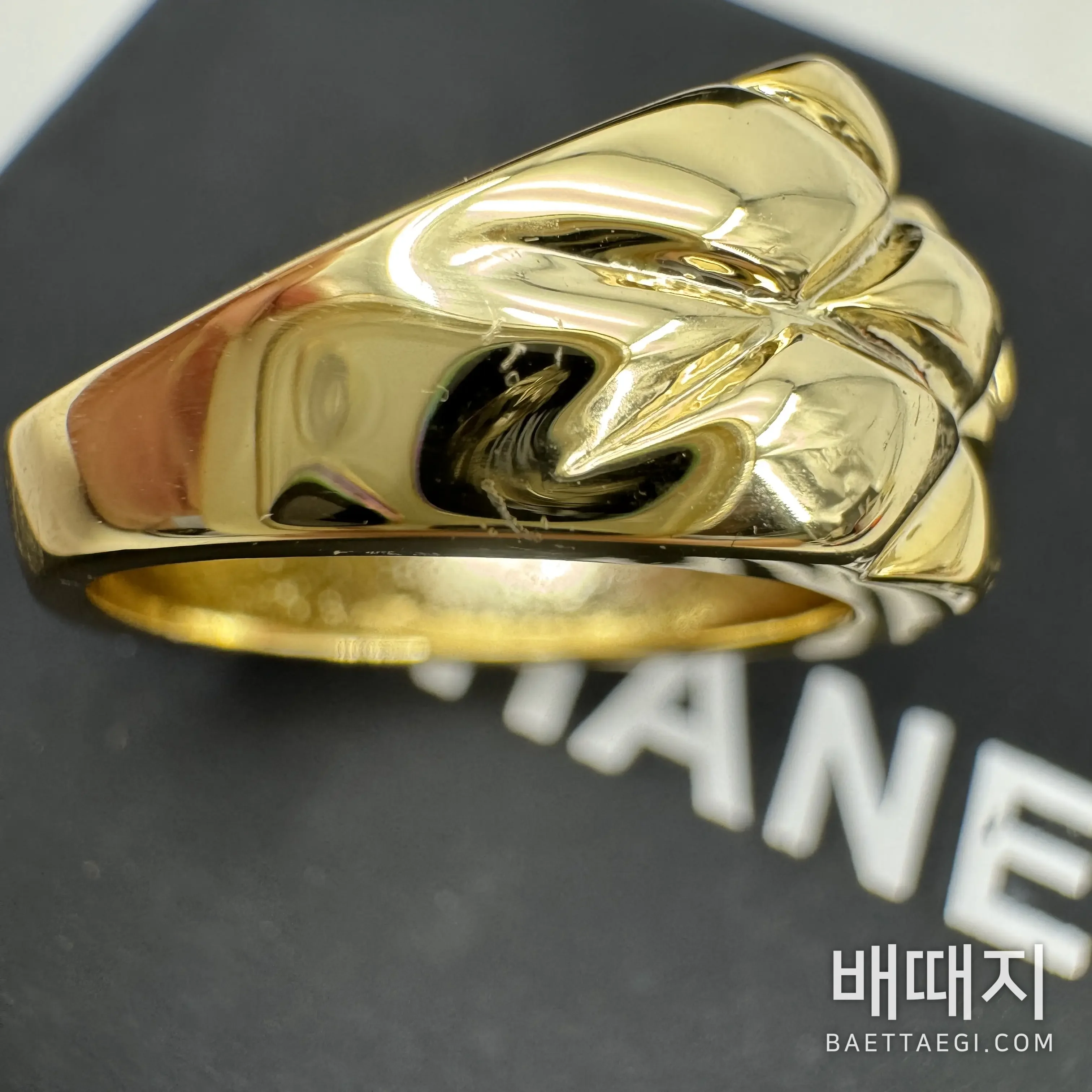 샤넬 다이아몬드 패턴 더블 C 골드 반지 179628 검수사진 5