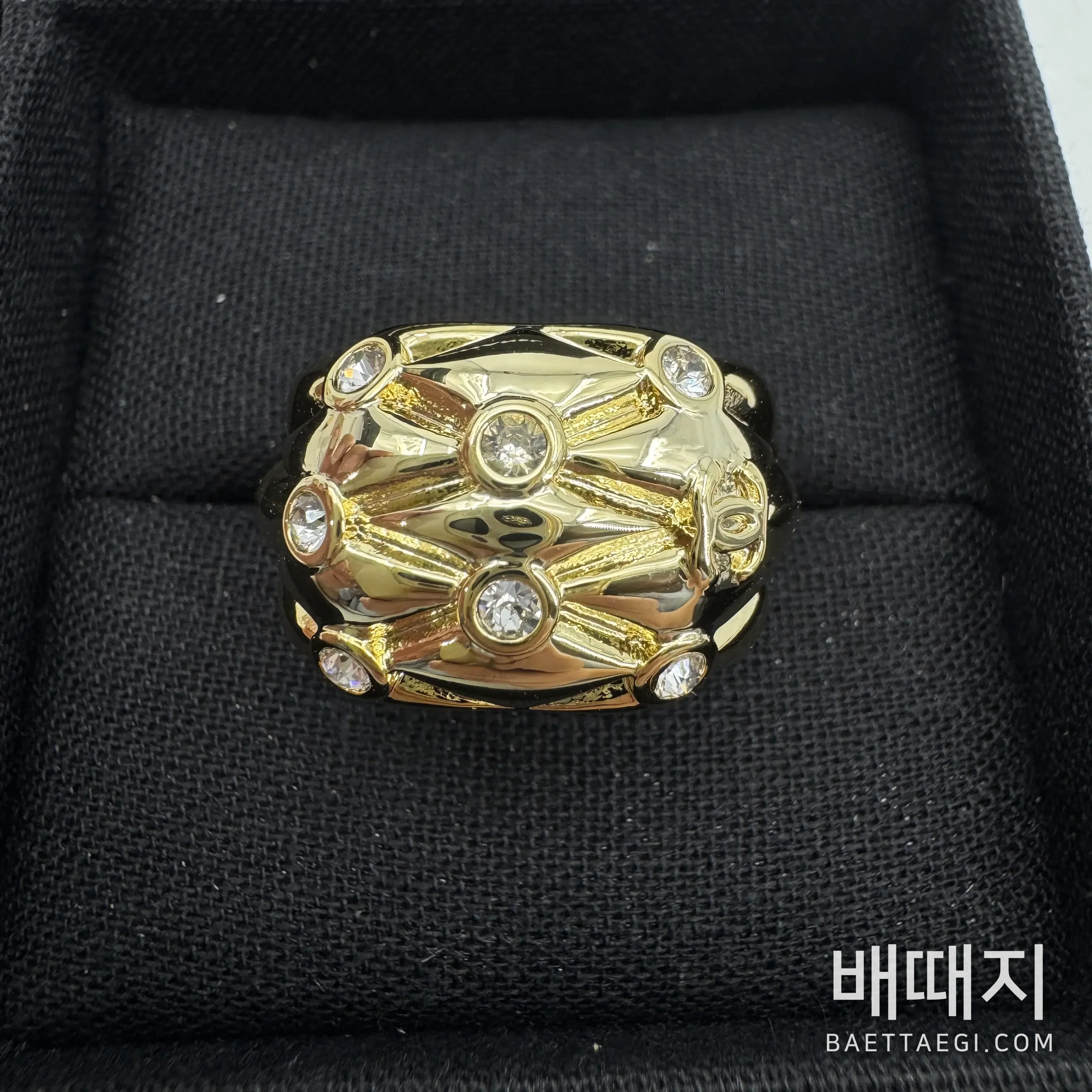 샤넬 다이아몬드 패턴 더블 C 골드 반지 179628 검수사진 3