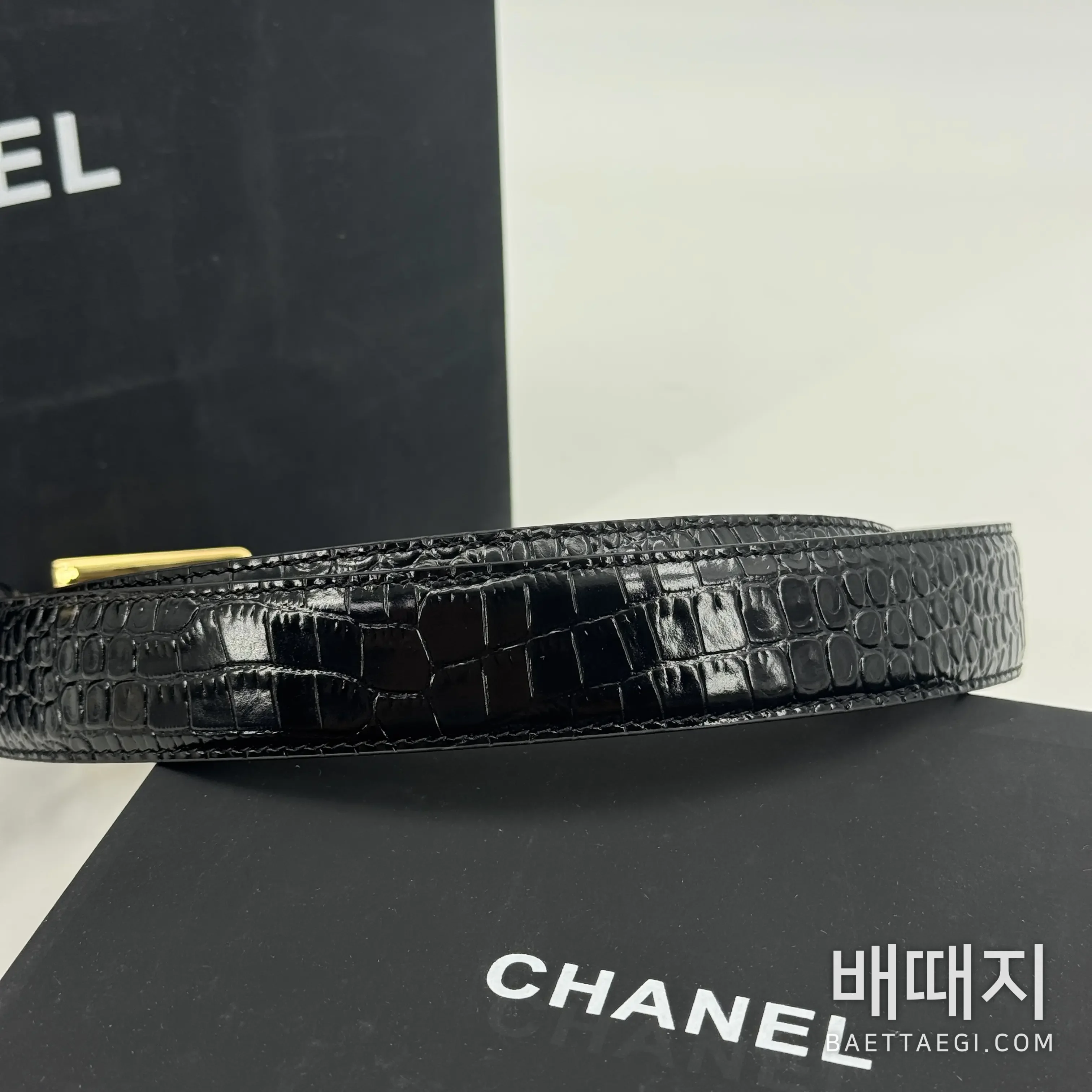 샤넬 크로커다일 패턴 가죽 벨트 30mm 177235 검수사진 6