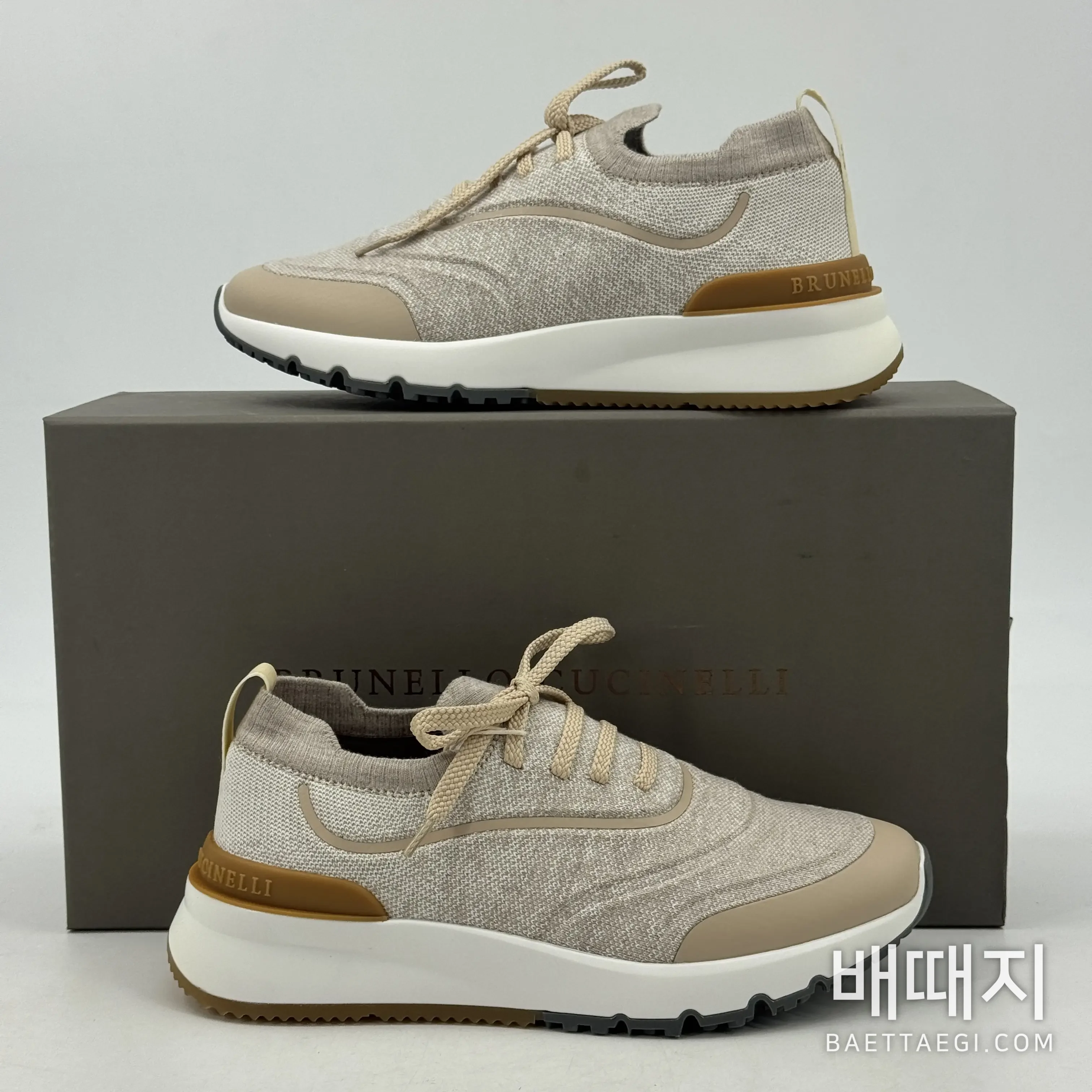 브루넬로쿠치넬리 스니커즈 남성 살구색 코튼 CT073-20 검수사진 2