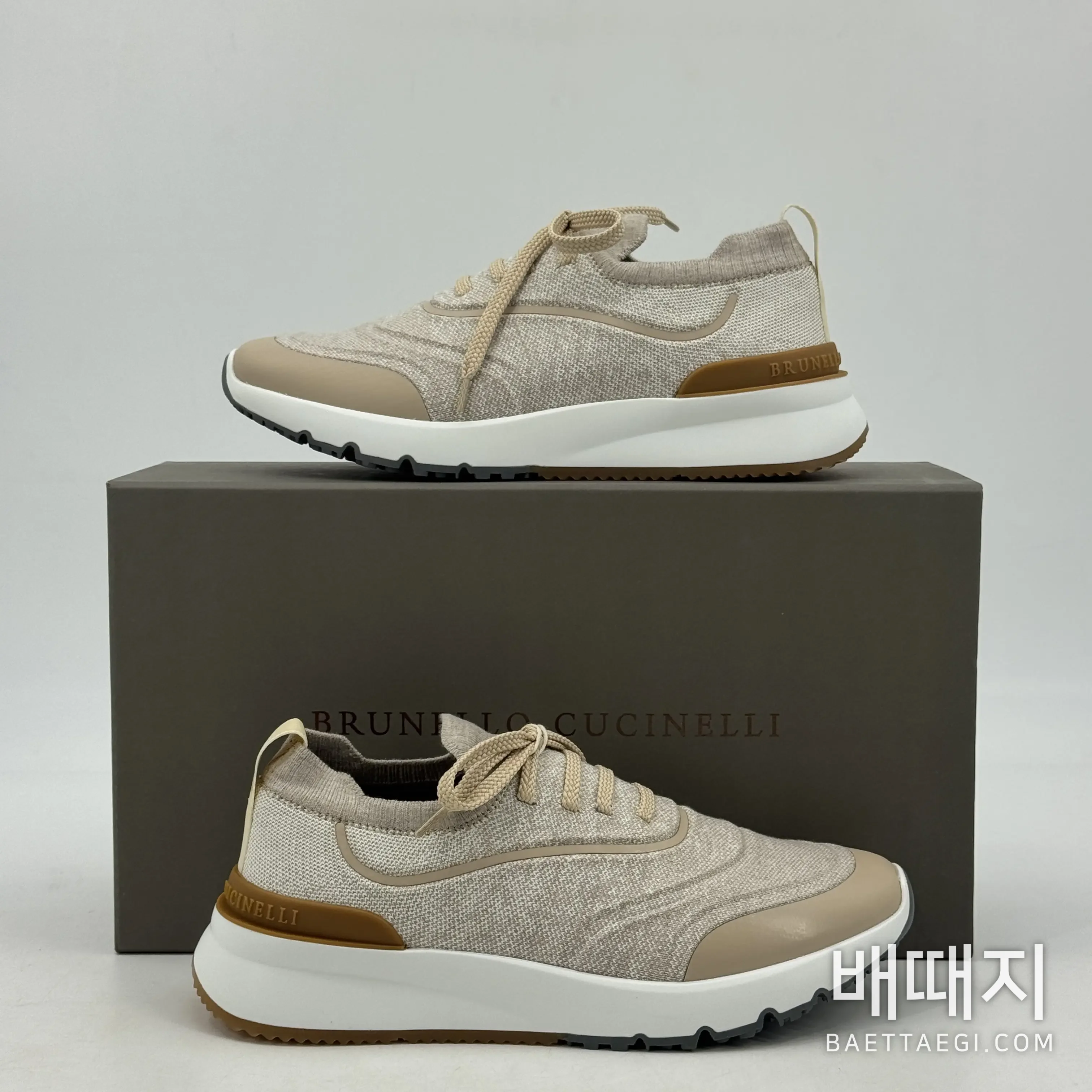 브루넬로쿠치넬리 스니커즈 남성 살구색 코튼 CT073-20 검수사진 5