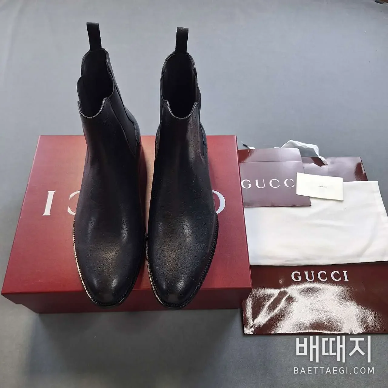 구찌 부츠 남성 가죽 더블 G 펀칭 디테일 205494 검수사진 1