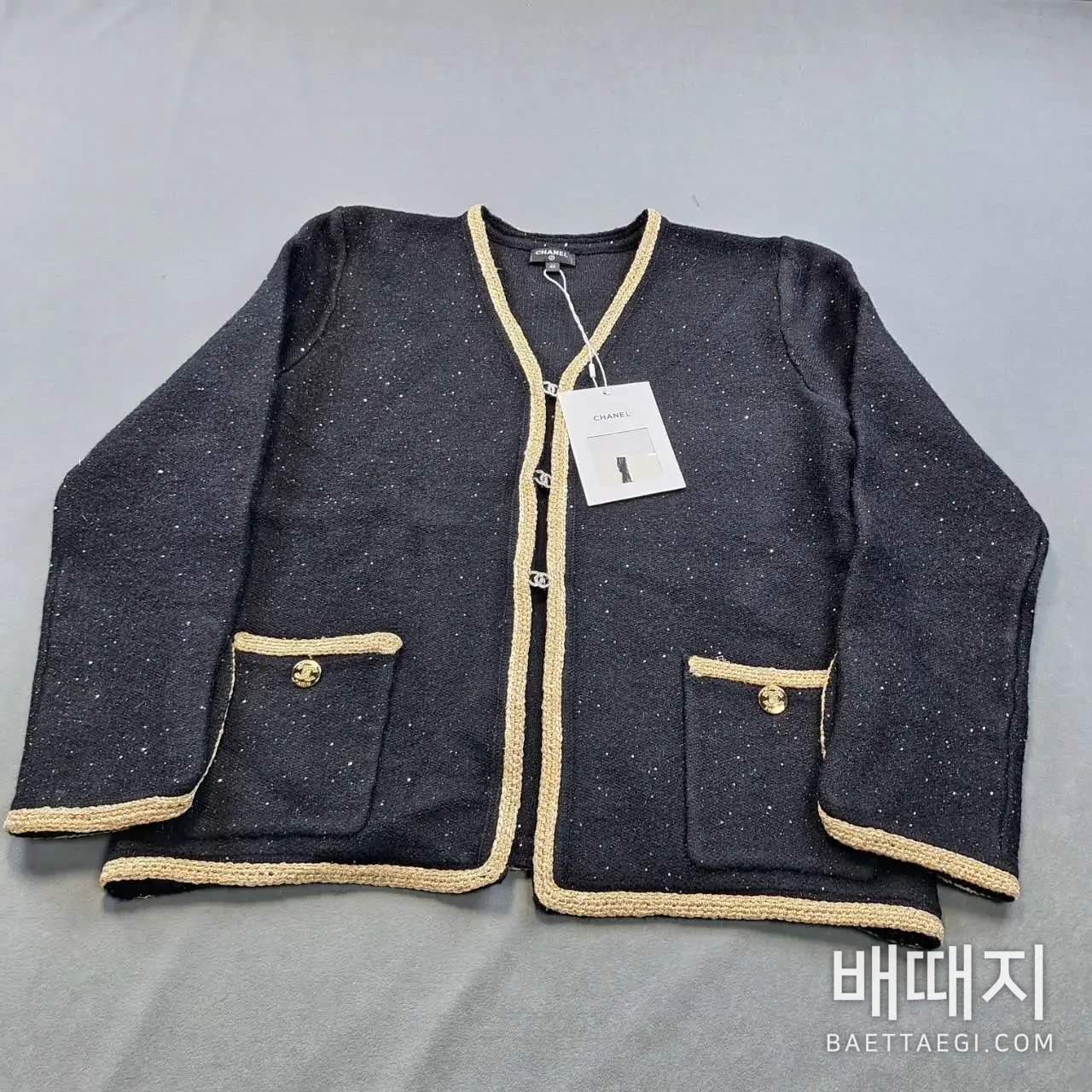 샤넬 골드 트림 캐시미어 가디건 199478 검수사진 1