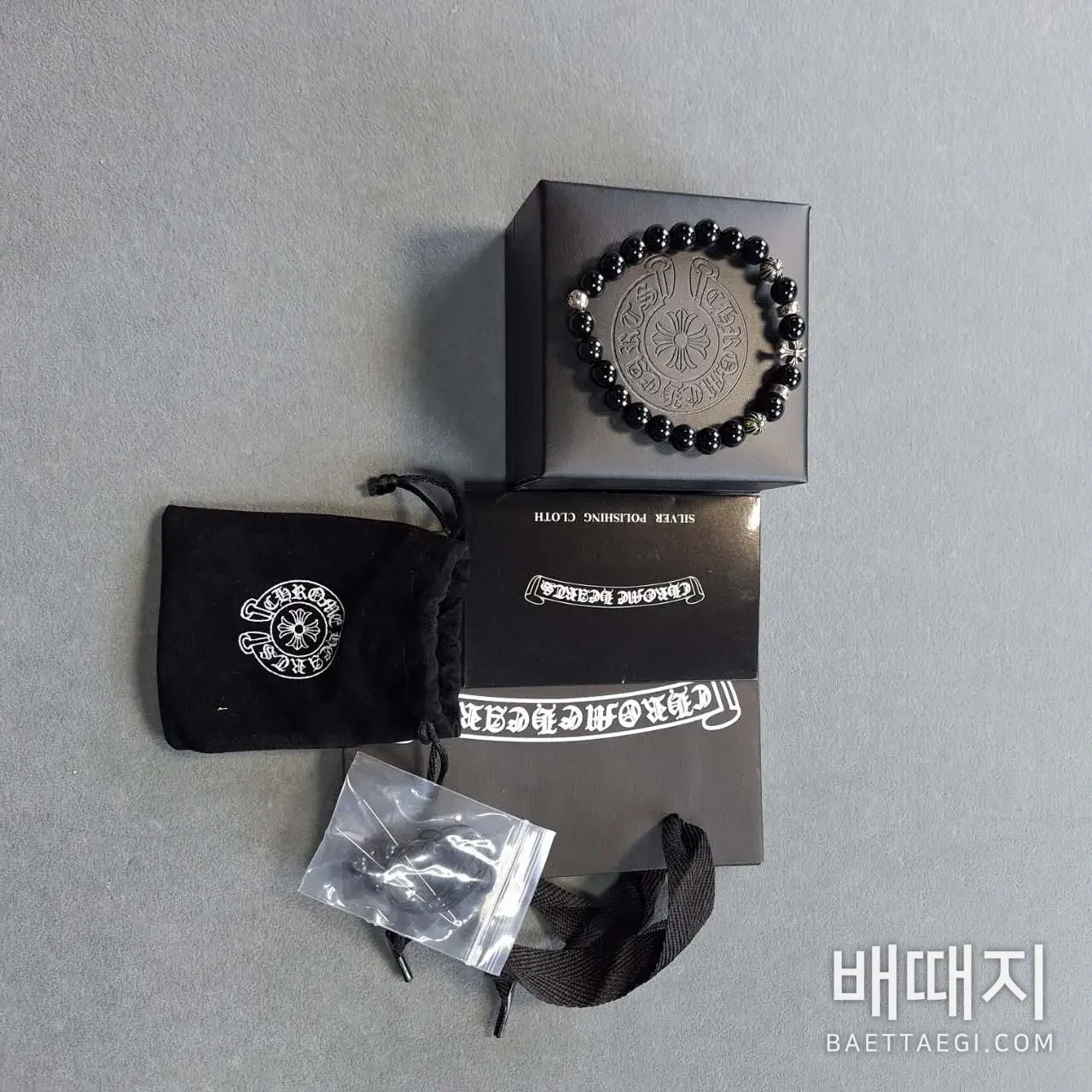 크롬하츠 블랙 아게이트 스털링 실버 비즈 팔찌 107529 검수사진 1