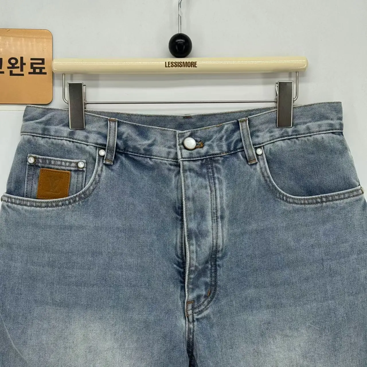 루이비통 포켓 로고 데님 남성 반바지 113261 검수사진 2