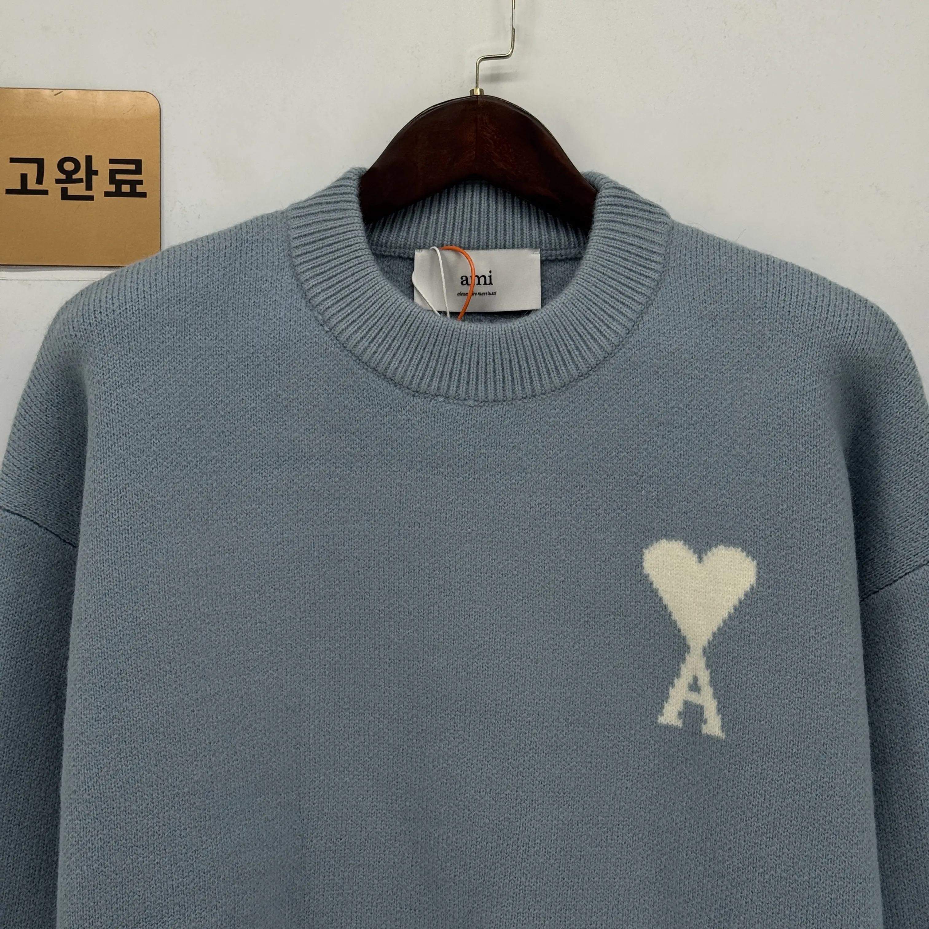 아미 하트 자카드 알파카 울 크루넥 스웨터 170234 검수사진 2