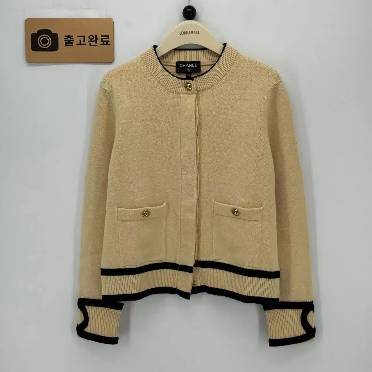 샤넬 크루넥 컬러블록 메탈 버튼 자켓 194630 검수사진 1