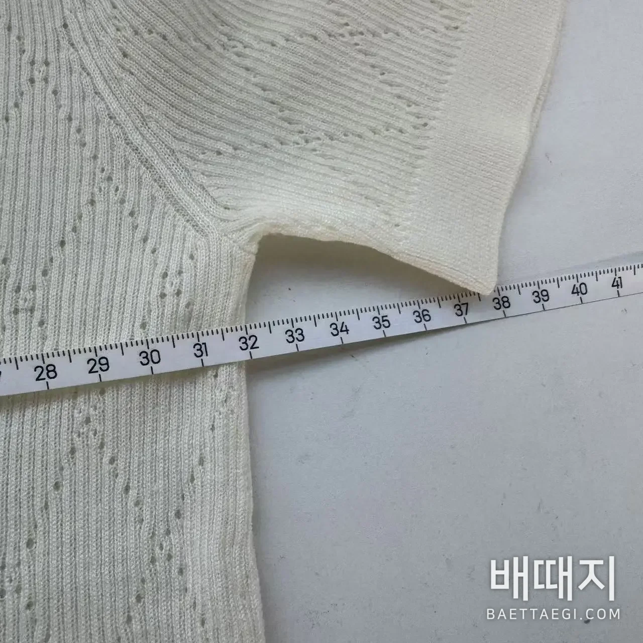 샤넬 다이아몬드 장식 여성 반팔 니트 티셔츠 41634 검수사진 8