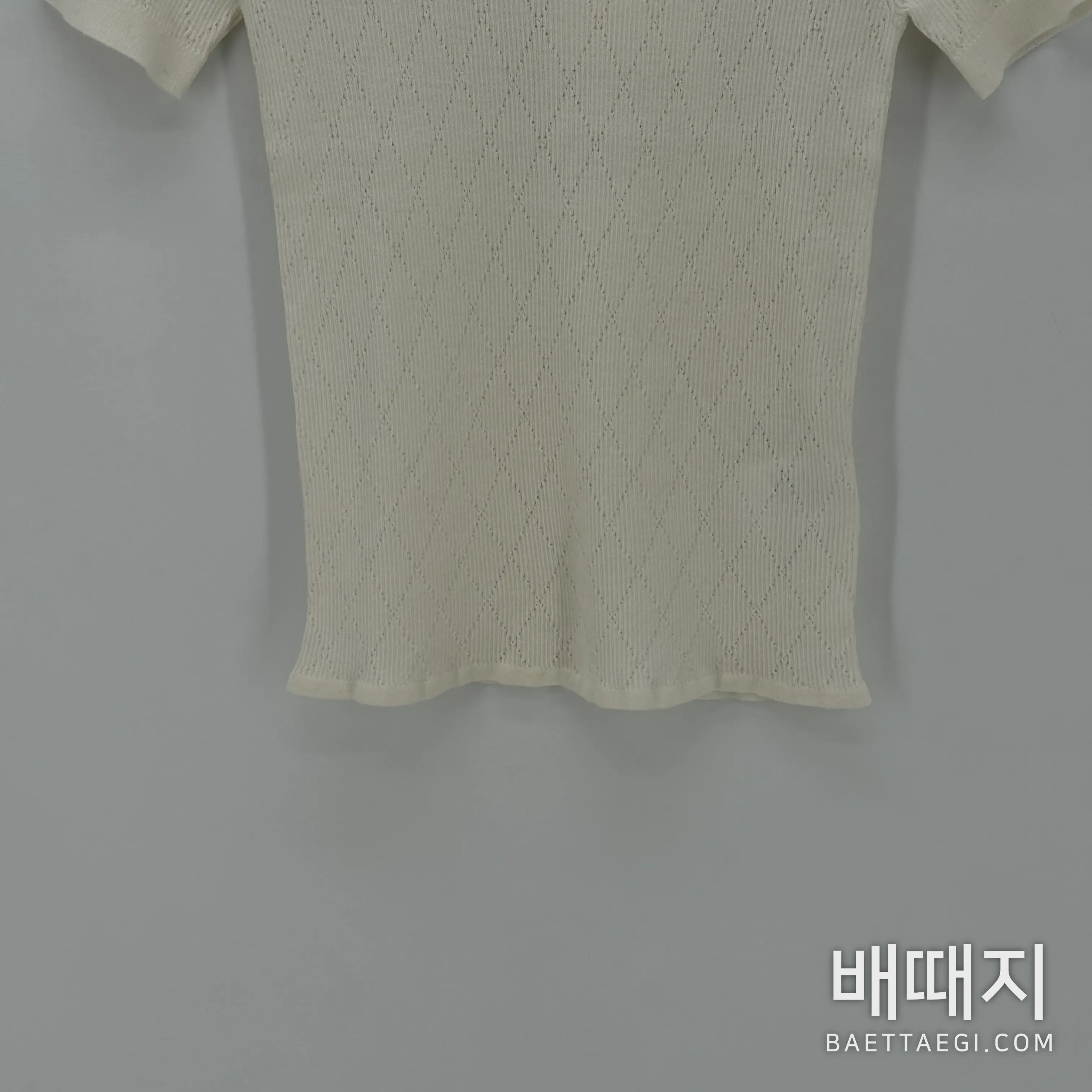 샤넬 다이아몬드 장식 여성 반팔 니트 티셔츠 41634 검수사진 3