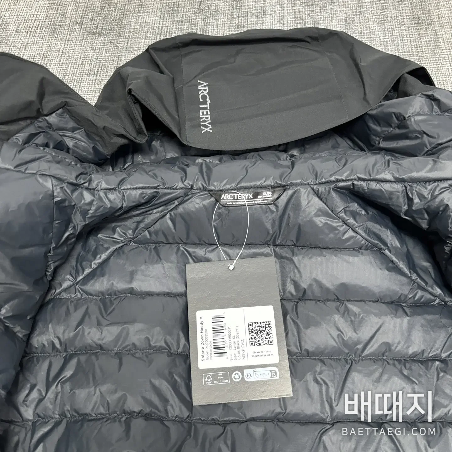 아크테릭스 [XF] 솔라노 다운 후디 블랙 206906 Arc'teryx Solano Down Hoody 검수사진 6