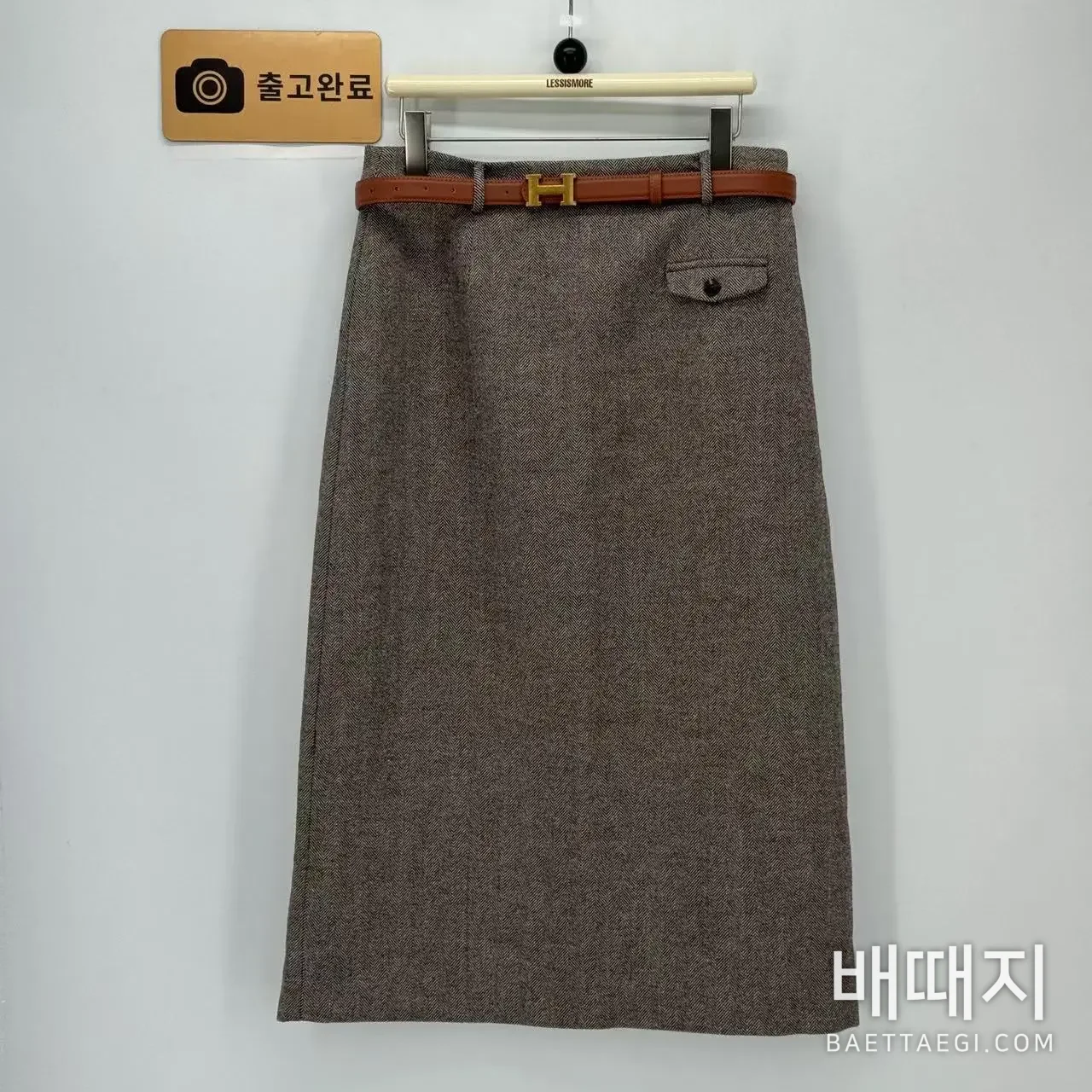 에르메스 벨트 장식 프린트 플랩 포켓 롱 스커트 검수사진 1