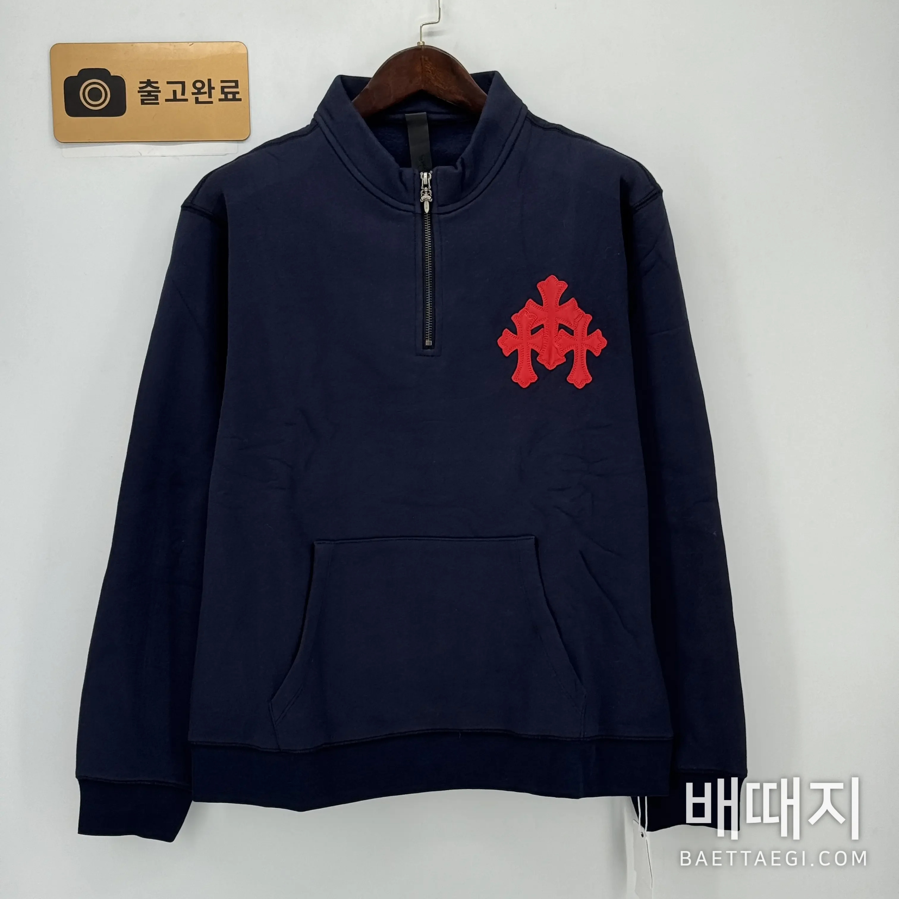 크롬하츠 스리컬러 크로스 양가죽 하프 집업 후드 검수사진 1