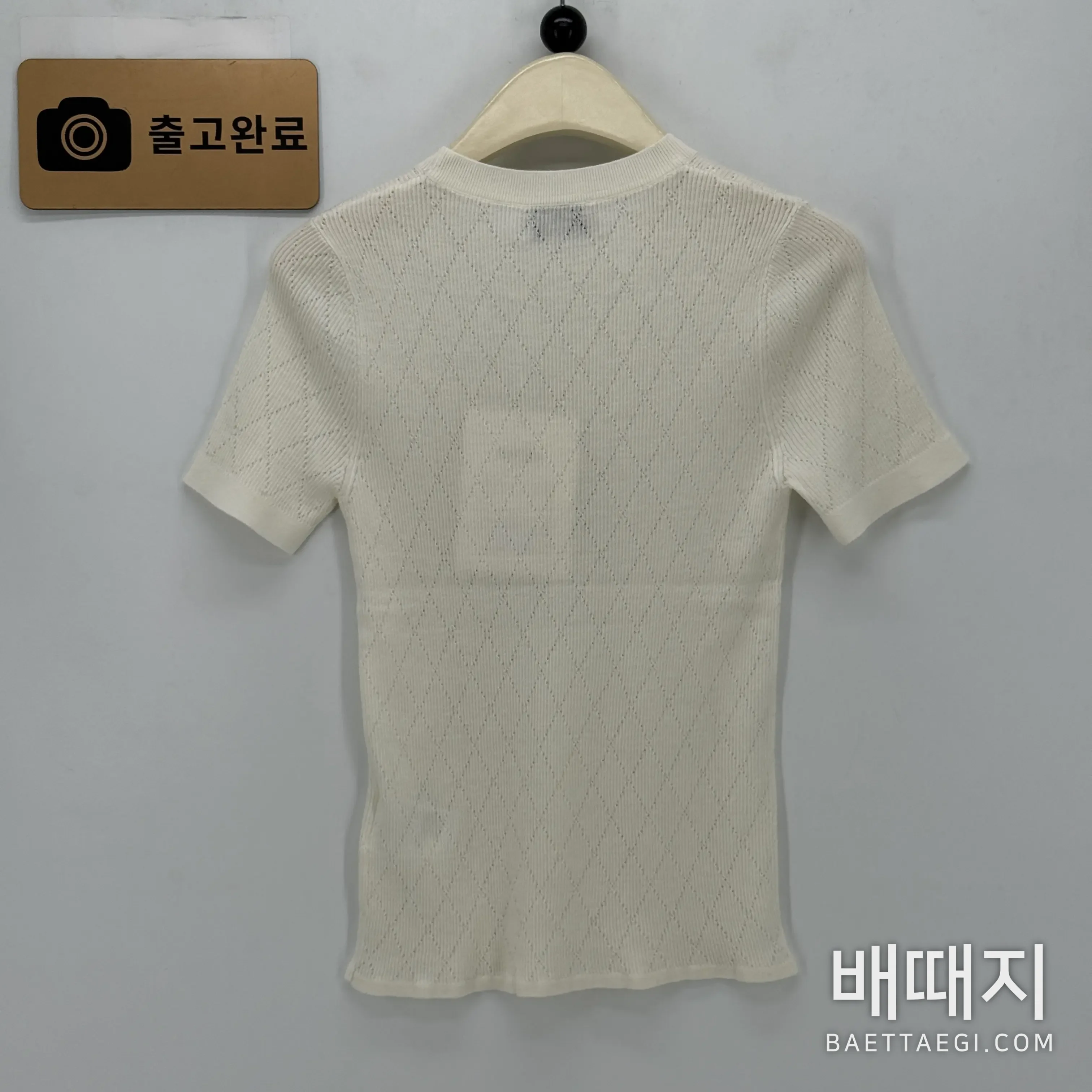 샤넬 다이아몬드 장식 여성 반팔 니트 티셔츠 41634 검수사진 7