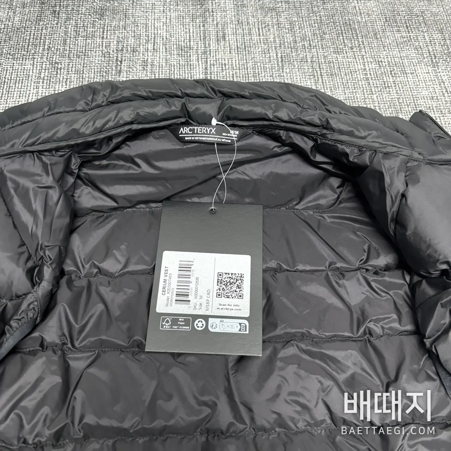 아크테릭스 [TZ] 세리움 베스트 블랙 실버 200170 Arc'teryx Cerium Vest Black 검수사진 3