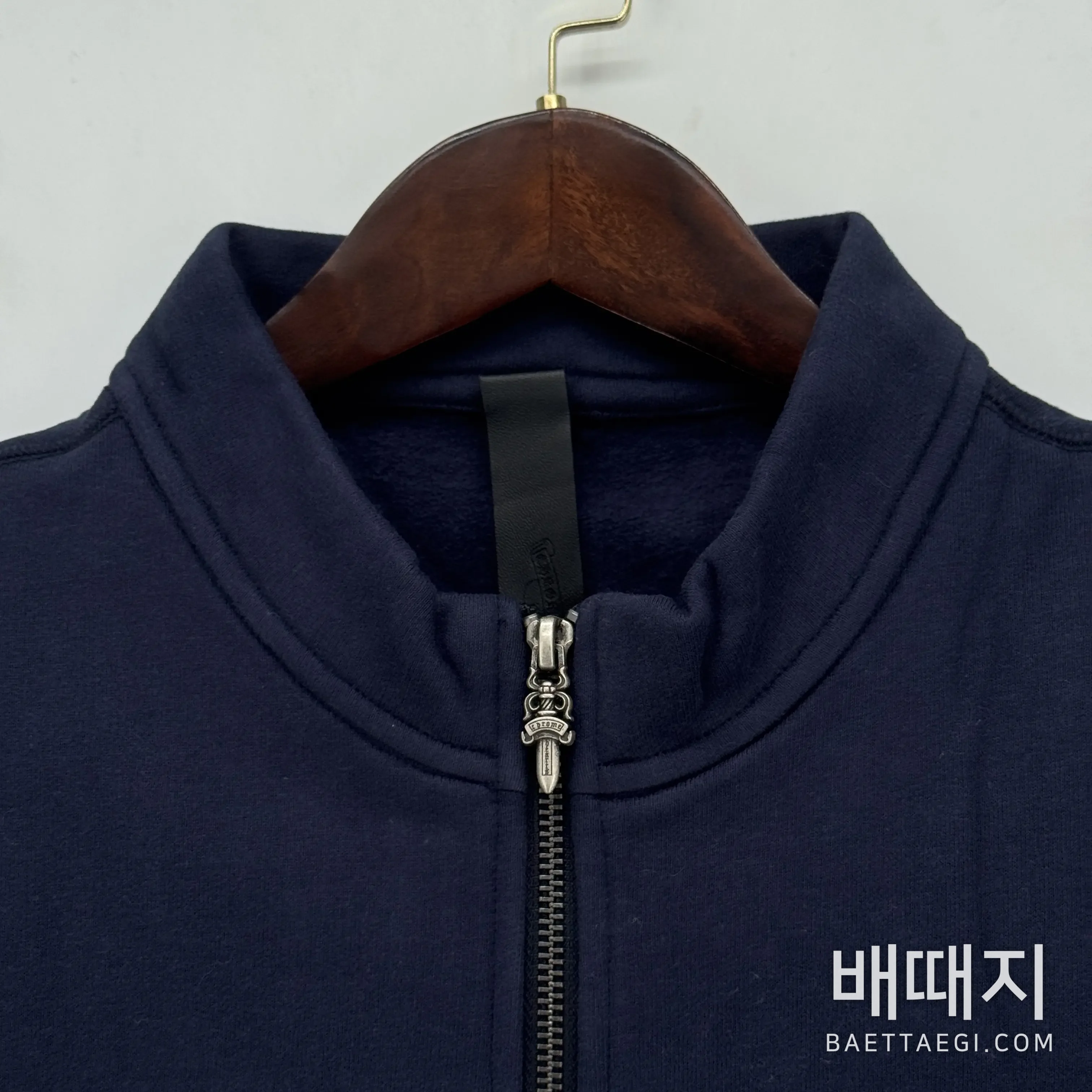 크롬하츠 스리컬러 크로스 양가죽 하프 집업 후드 검수사진 3