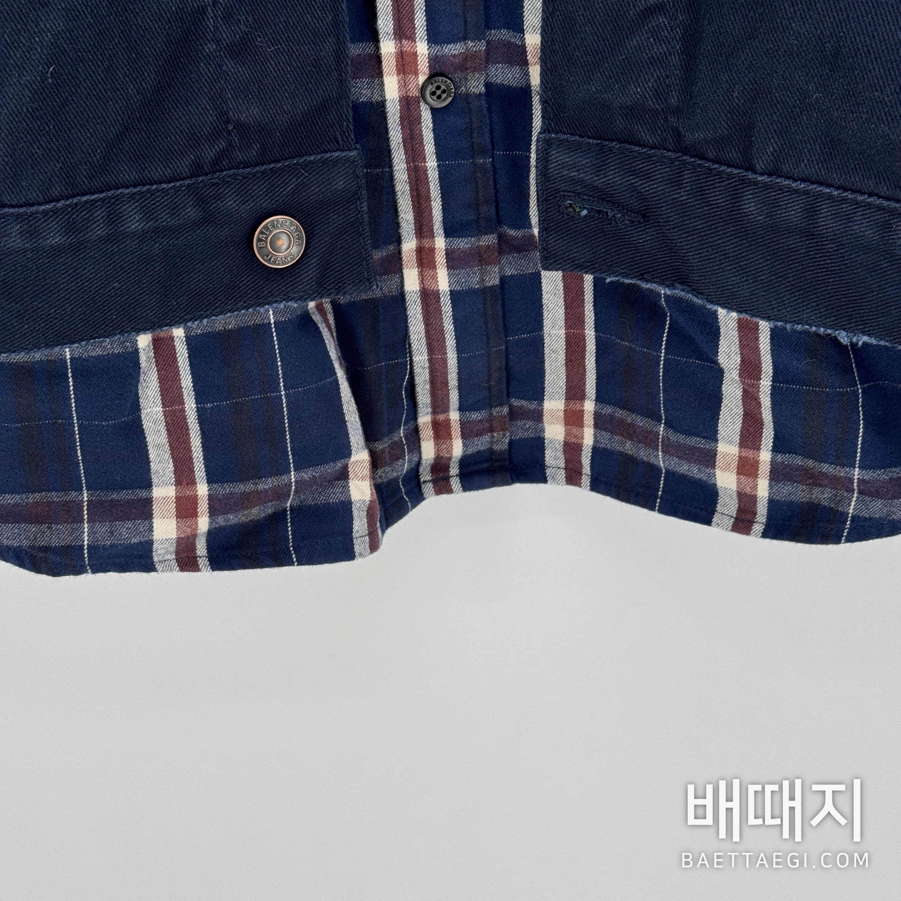 발렌시아가 체크 패턴 패치워크 데님 자켓 196777 검수사진 12