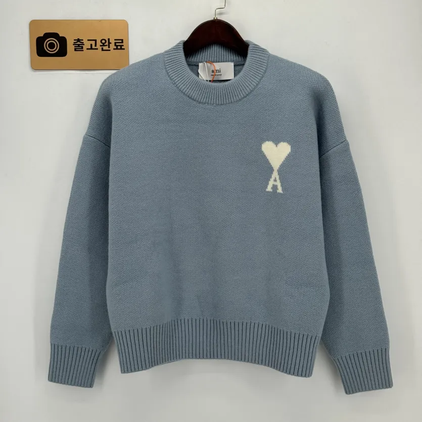 아미 하트 자카드 알파카 울 크루넥 스웨터 170234