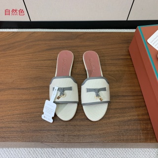 로로피아나 컬러 블록 플랫 샌들 104873