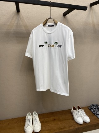 루이비통 자수 코튼 반팔 티셔츠 남녀공용 1100 Louis Vuitton T Shirt