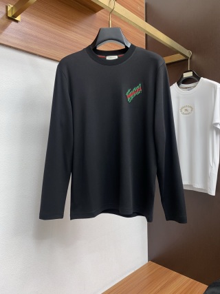 구찌 코튼 슬림핏 라운드넥 긴팔 티셔츠 남성 11058 Gucci Long Sleeve