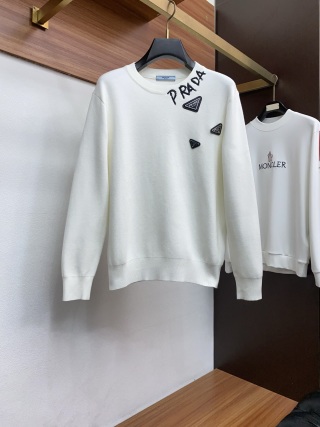 프라다 로고 코튼 라운드넥 후드티 남성 11065 Prada Long Sleeve