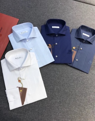 로로피아나 로고 코튼 긴팔 셔츠 남성 11074 Loro Piana Long Sleeve