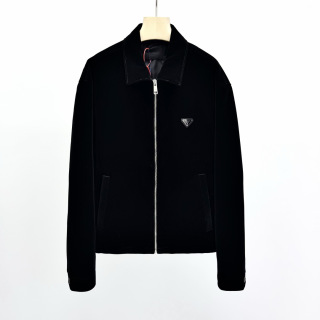 프라다 삼각로고 로고 코튼 블루종 자켓 12775 Prada