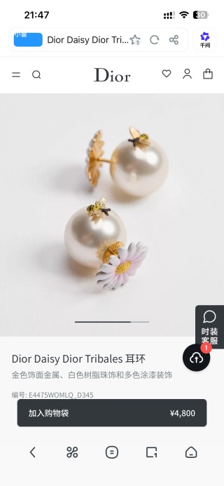 디올 귀걸이 134951 Dior Earrings