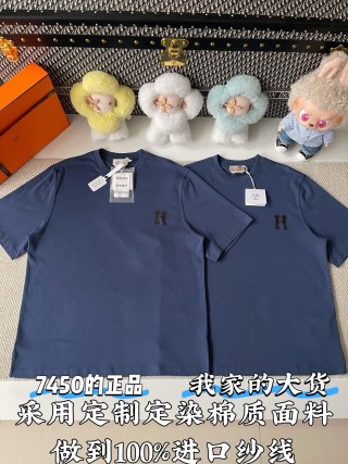 에르메스 레더 디테일 남성 반팔 티셔츠 138932