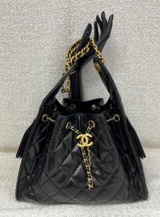 샤넬 25 C 블랙 골드 호보 가방 141380