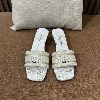 디올 자수 캔버스 라운드힐 샌들 141768