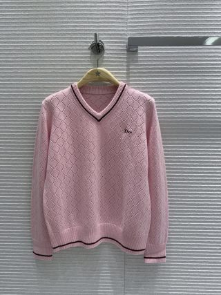 디올 핑크 V넥 캐시미어 니트 142046