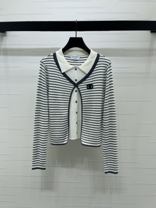 샤넬 컬러 블록 카라 여성 가디건 142095