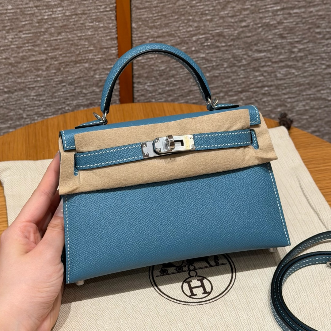 에르메스 미니 켈리 2 19 블루 실버 하드웨어 18245 Hermes Bag