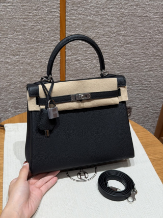 에르메스 켈리백 25 블랙 실버 하드웨어 18259 Hermes Bag