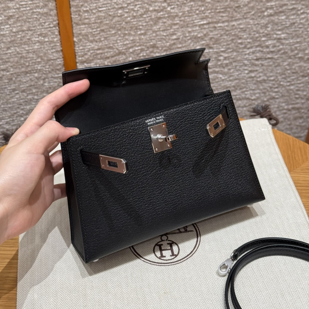 에르메스 미니 켈리 2 19 블랙 실버 하드웨어 18278 Hermes Bag