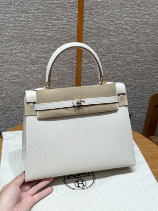 에르메스 켈리백 25 밀크셰이크 화이트 골드 하드웨어 18380 Hermes Bag