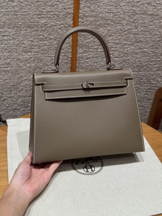에르메스 켈리백 25 엘리펀트 그레이 실버 하드웨어 18382 Hermes Bag