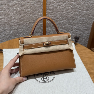 에르메스 미니 켈리 2 골든 브라운 골드 하드웨어 18386 Hermes Bag
