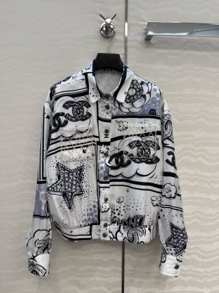 샤넬 여성 까멜리아 프린트 실크 자켓 레플리카 18624 Chanel Women Shirt