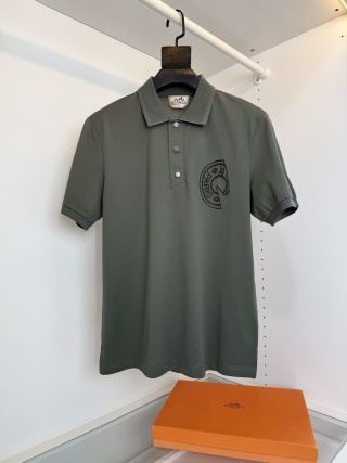 에르메스 자수 코튼 카라 폴로셔츠 남성 1922 Hermes T Shirt
