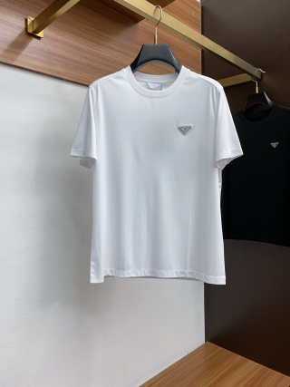 프라다 로고 코튼 라운드넥 반팔 티셔츠 2107 Prada T Shirt