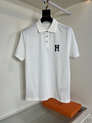 에르메스 로고 자수 코튼 폴로셔츠 남성 2220 Hermes T Shirt