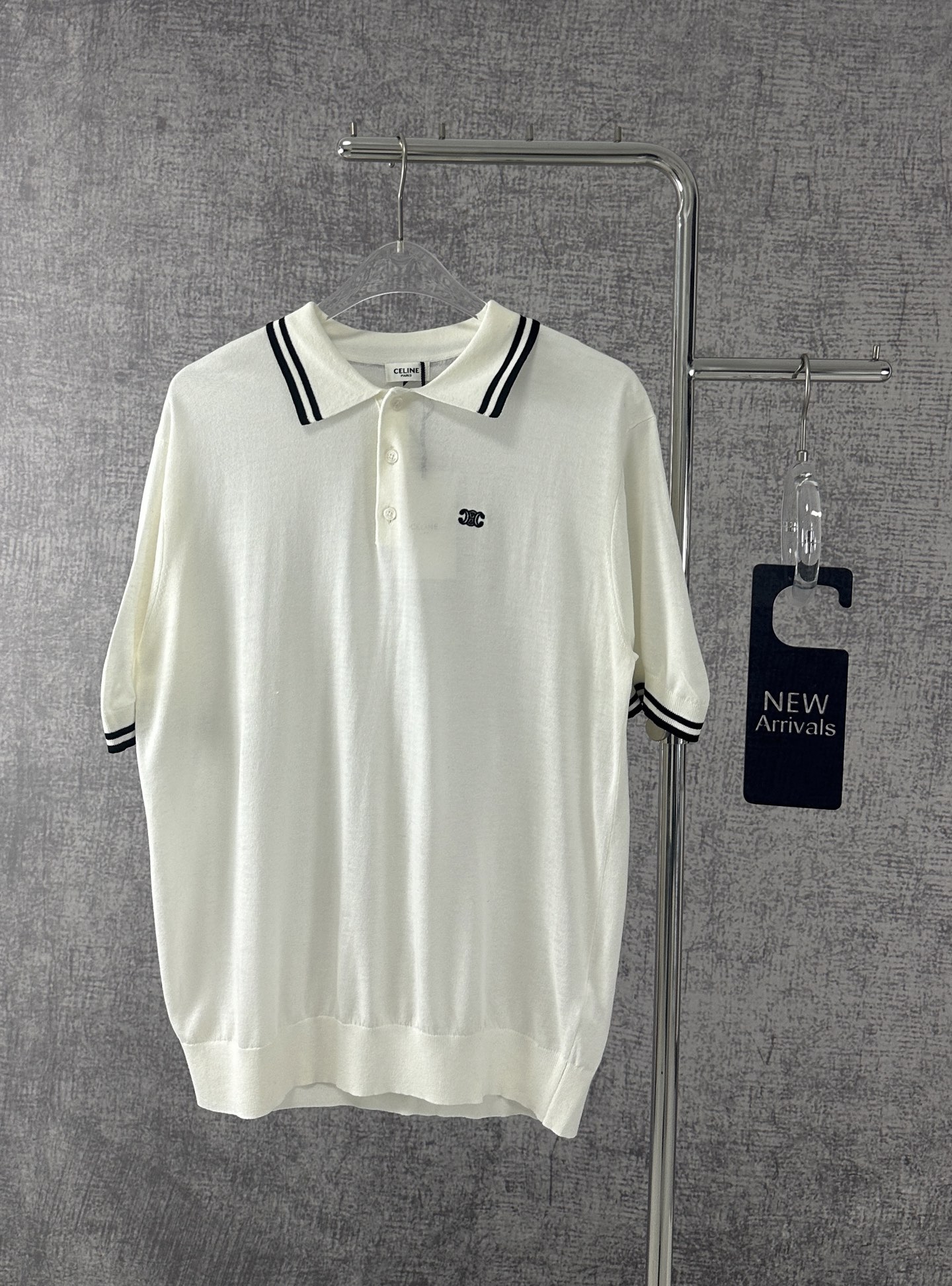 셀린느 SS26 뉴 아크 드 트리옹프 니트 칼라 폴로 셔츠 23528 Celine T Shirt