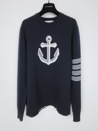 톰브라운 프린트 코튼 라운드넥 니트 28959 Thom Browne