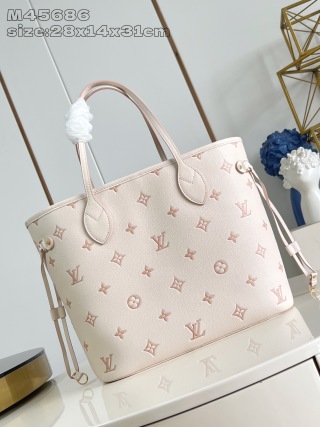 루이비통 M45686 크림 네버풀 핸드백 미디엄 모노그램 앙프렝뜨 Louis Vuitton Bag