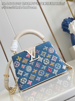 루이비통 M48865 화이트 카푸신 핸드백 미니 모노그램 데님 Louis Vuitton Bag