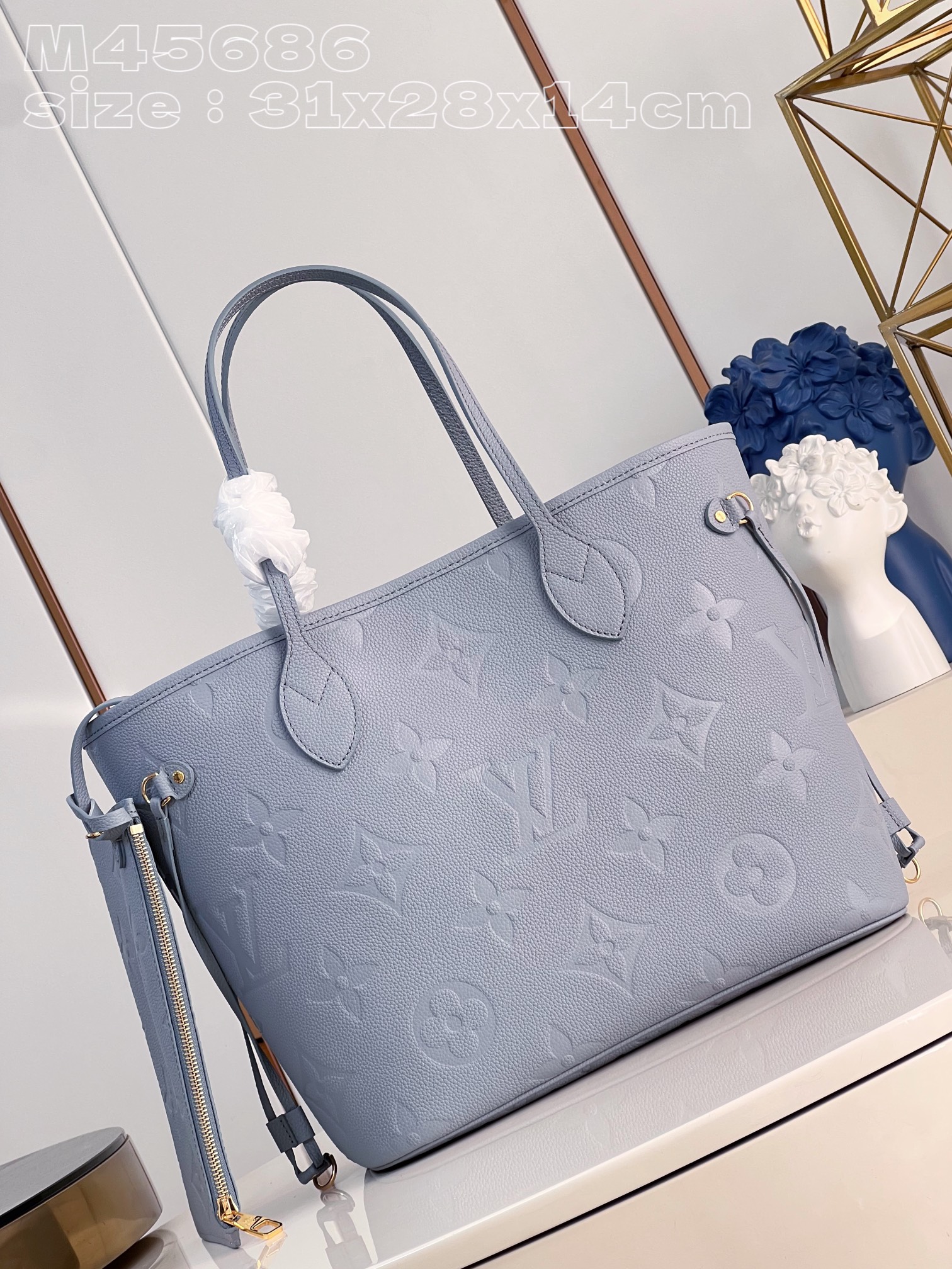 루이비통 M45686 블루 네버풀 핸드백 미디엄 모노그램 앙프렝뜨 Louis Vuitton Bag