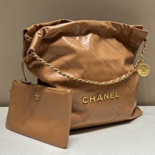 샤넬 22A 가방 미디움 밀크티 베이지 카라멜 32830 Chanel Bag